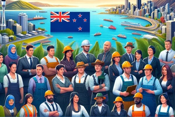 New Zealand's Accredited Employer Work Visa program, showcasing a diverse array of employees of various nationalities