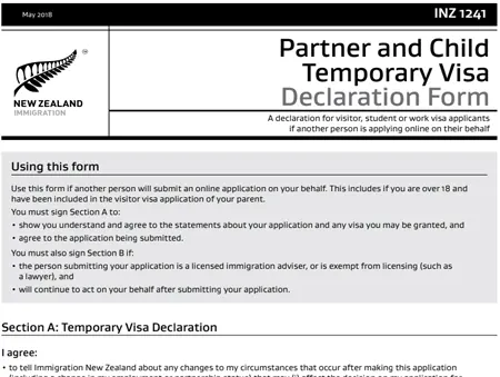 INZ 1241 Declaration Form - Temporary Visa Application Guide